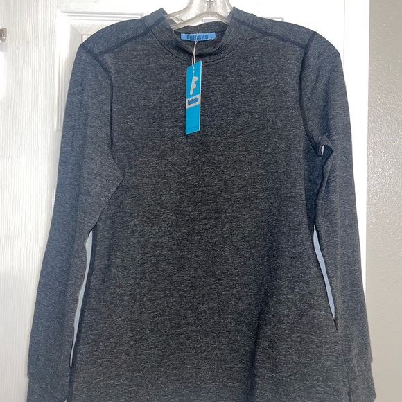 Fulbelle Womens Thermal Fleece Mock Neck Long Sleeve Running Shirts, Thumbholes - Picture 3 of 6